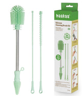 Haakaa Silicone Cleaning Brush Kit – Double-Ended Bottle Brush & Tube Brushes Set
