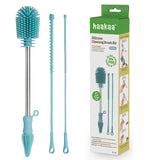 Haakaa Silicone Cleaning Brush Kit – Double-Ended Bottle Brush & Tube Brushes Set
