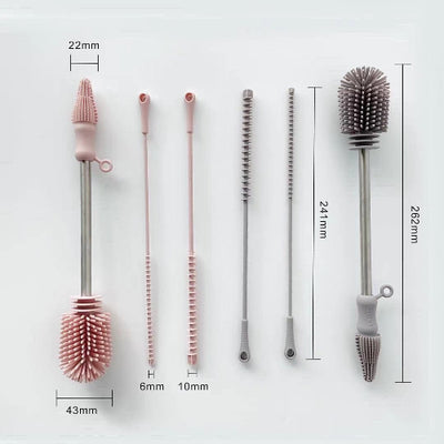 Haakaa Silicone Cleaning Brush Kit – Double-Ended Bottle Brush & Tube Brushes Set