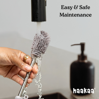 Haakaa Double-Ended Silicone Cleaning Brush – 360° Baby Bottle & Pump Cleaner