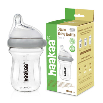 Haakaa Gen 3 Glass Baby Bottle 6oz / 160ml – Borosilicate Anti-Colic Bottle (6M+)