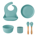 Silicone Baby Feeding Set with Bamboo Handle | BLW Tableware