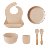 Silicone Baby Feeding Set with Bamboo Handle | BLW Tableware