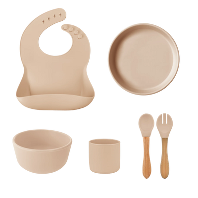 Silicone Baby Feeding Set with Bamboo Handle | BLW Tableware