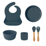 Silicone Baby Feeding Set with Bamboo Handle | BLW Tableware