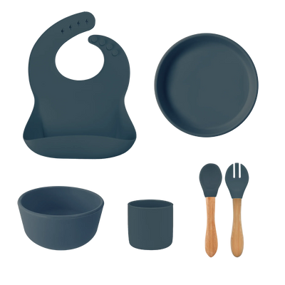 Silicone Baby Feeding Set with Bamboo Handle | BLW Tableware