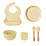 Silicone Baby Feeding Set with Bamboo Handle | BLW Tableware