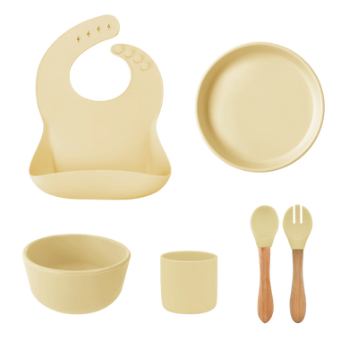 Silicone Baby Feeding Set with Bamboo Handle | BLW Tableware
