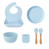 Silicone Baby Feeding Set with Bamboo Handle | BLW Tableware