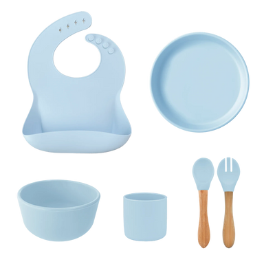 Silicone Baby Feeding Set with Bamboo Handle | BLW Tableware