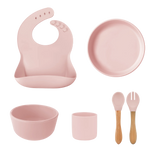 Silicone Baby Feeding Set with Bamboo Handle | BLW Tableware