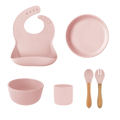 Silicone Baby Feeding Set with Bamboo Handle | BLW Tableware