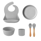 Silicone Baby Feeding Set with Bamboo Handle | BLW Tableware