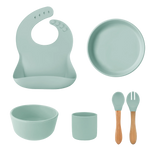 Silicone Baby Feeding Set with Bamboo Handle | BLW Tableware