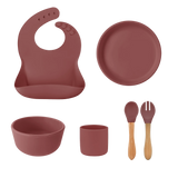 Silicone Baby Feeding Set with Bamboo Handle | BLW Tableware