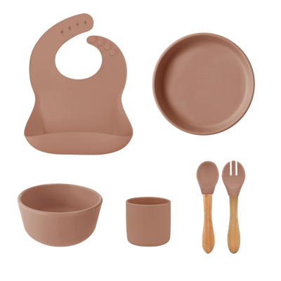 Silicone Baby Feeding Set with Bamboo Handle | BLW Tableware