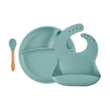 Suction Silicone Baby Bowl with Bamboo Handle Spoon – 7.5 in Eco-Friendly Feeding Set