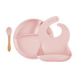 Suction Silicone Baby Bowl with Bamboo Handle Spoon – 7.5 in Eco-Friendly Feeding Set