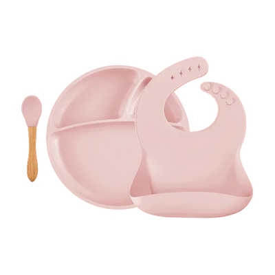 Suction Silicone Baby Bowl with Bamboo Handle Spoon – 7.5 in Eco-Friendly Feeding Set