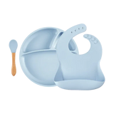 Suction Silicone Baby Bowl with Bamboo Handle Spoon – 7.5 in Eco-Friendly Feeding Set