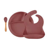 Suction Silicone Baby Bowl with Bamboo Handle Spoon – 7.5 in Eco-Friendly Feeding Set