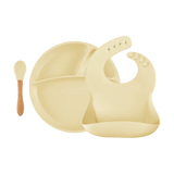 Suction Silicone Baby Bowl with Bamboo Handle Spoon – 7.5 in Eco-Friendly Feeding Set