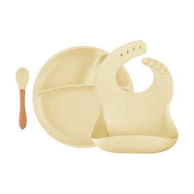 Suction Silicone Baby Bowl with Bamboo Handle Spoon – 7.5 in Eco-Friendly Feeding Set