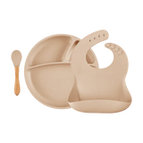 Suction Silicone Baby Bowl with Bamboo Handle Spoon – 7.5 in Eco-Friendly Feeding Set