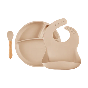 Suction Silicone Baby Bowl with Bamboo Handle Spoon – 7.5 in Eco-Friendly Feeding Set