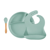 Suction Silicone Baby Bowl with Bamboo Handle Spoon – 7.5 in Eco-Friendly Feeding Set
