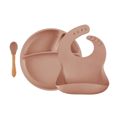 Suction Silicone Baby Bowl with Bamboo Handle Spoon – 7.5 in Eco-Friendly Feeding Set