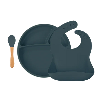 Suction Silicone Baby Bowl with Bamboo Handle Spoon – 7.5 in Eco-Friendly Feeding Set