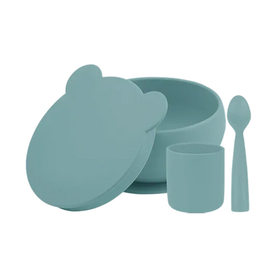 Silicone Suction Bowly & Mini Cup Set with Lid – 100% Food-Grade (450ml + 180ml)