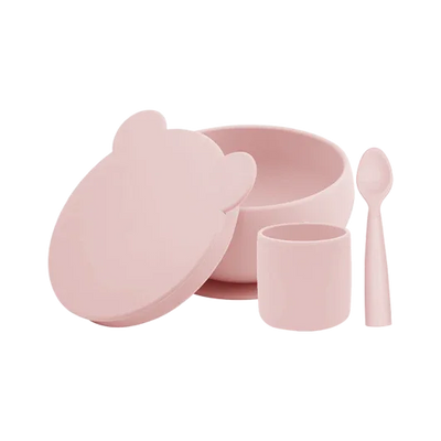 Silicone Suction Bowly & Mini Cup Set with Lid – 100% Food-Grade (450ml + 180ml)