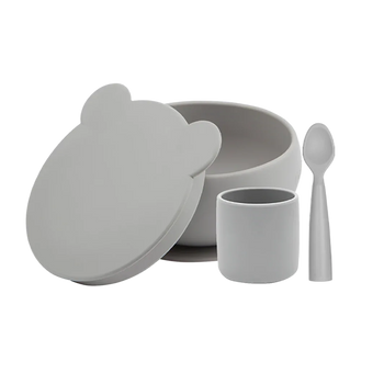 Silicone Suction Bowly & Mini Cup Set with Lid – 100% Food-Grade (450ml + 180ml)