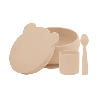 Silicone Suction Bowly & Mini Cup Set with Lid – 100% Food-Grade (450ml + 180ml)