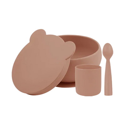 Silicone Suction Bowly & Mini Cup Set with Lid – 100% Food-Grade (450ml + 180ml)