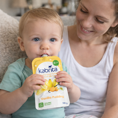 Kabrita vanilla pudding with fruit, cereal and goat cream Pouch 100g