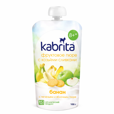 Kabrita Banana, Biscuits And Apple Puree With Sweet Goat Milk Cream 100G (300100)