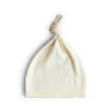 Mushie Organic Cotton Ribbed Baby Beanie – Newborn Knot Hat (0–3 Months)