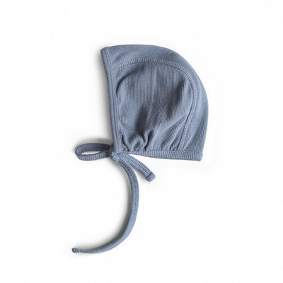 Mushie Organic Cotton Ribbed Baby Bonnet – Newborn Tie Hat