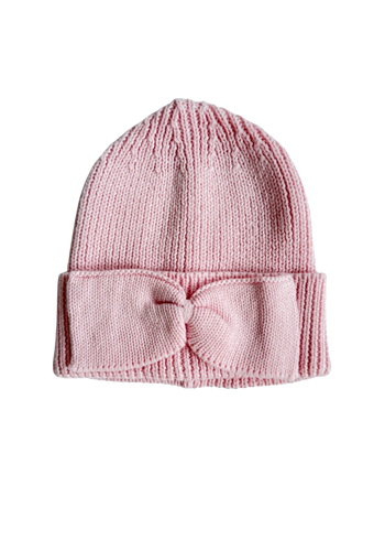 Classic Bow Beanie - Powder Pink