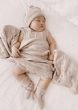 Pointelle Baby Blanket - Heather Beige