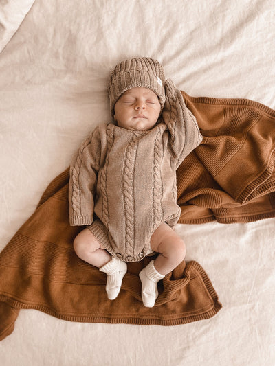 Cable Knit Romper - Acorn