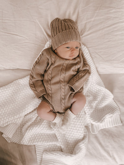 Cable Knit Romper - Acorn