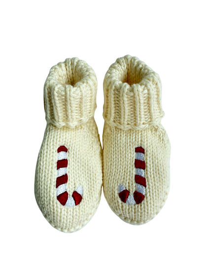 Candy Cane Embroidered Booties