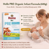 Holle PRE Cow Milk Organic Infant Formula with DHA (400g)