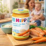 HiPP Carrots With Rice And Wild Salmon Puree in Jar 220G (6535)
