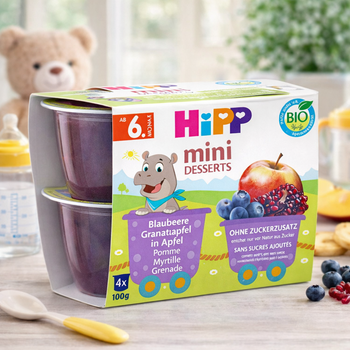 HiPP Mini Desserts in a Cup Blueberry Pomegranate in Apple (4 x 100 g) (5812)