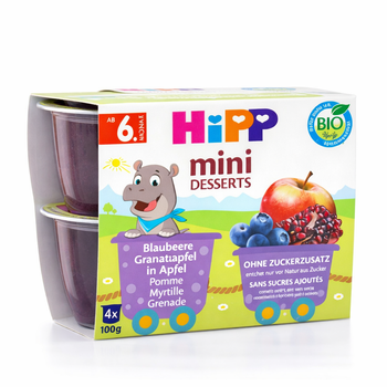 HiPP Mini Desserts in a Cup Blueberry Pomegranate in Apple (4 x 100 g) (5812)